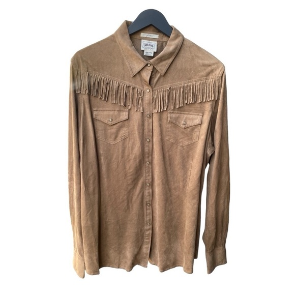 Ariat Western Fringe Shasta Snap Shirt Button Down Faux Suede | Size: XXL - Picture 2 of 12